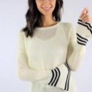 Bell Sleeve Knit Top w/Stripe Detail